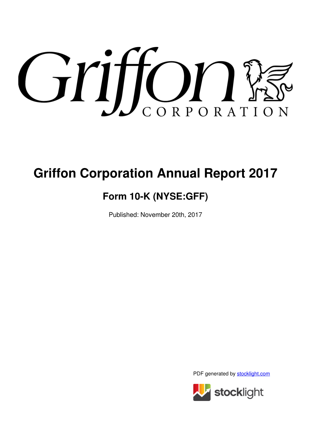 Griffon Corporation Annual Report 2017