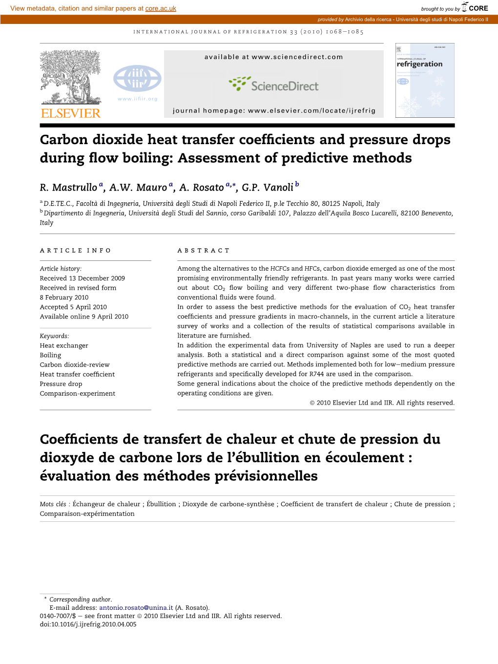 Carbon Dioxide Heat Transfer Coefficients and Pressure