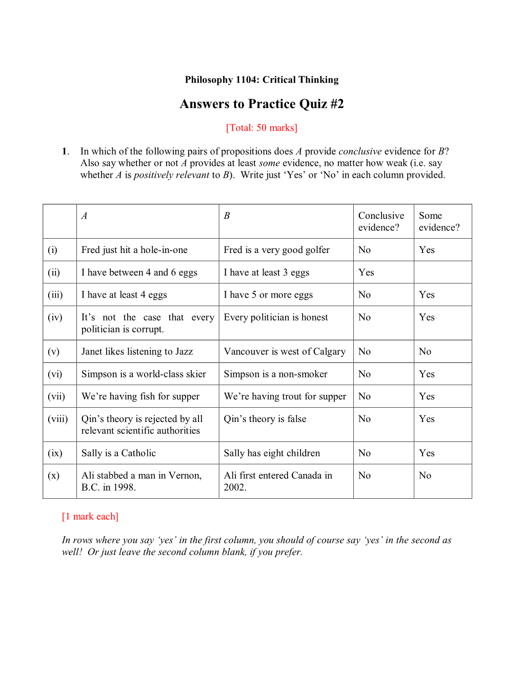 Answers to Practice Quiz #2