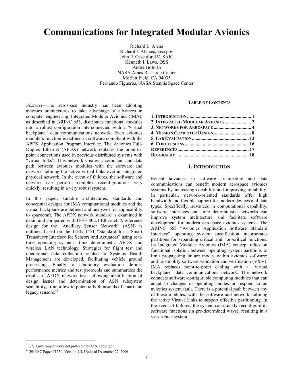 Communications for Integrated Modular Avionics