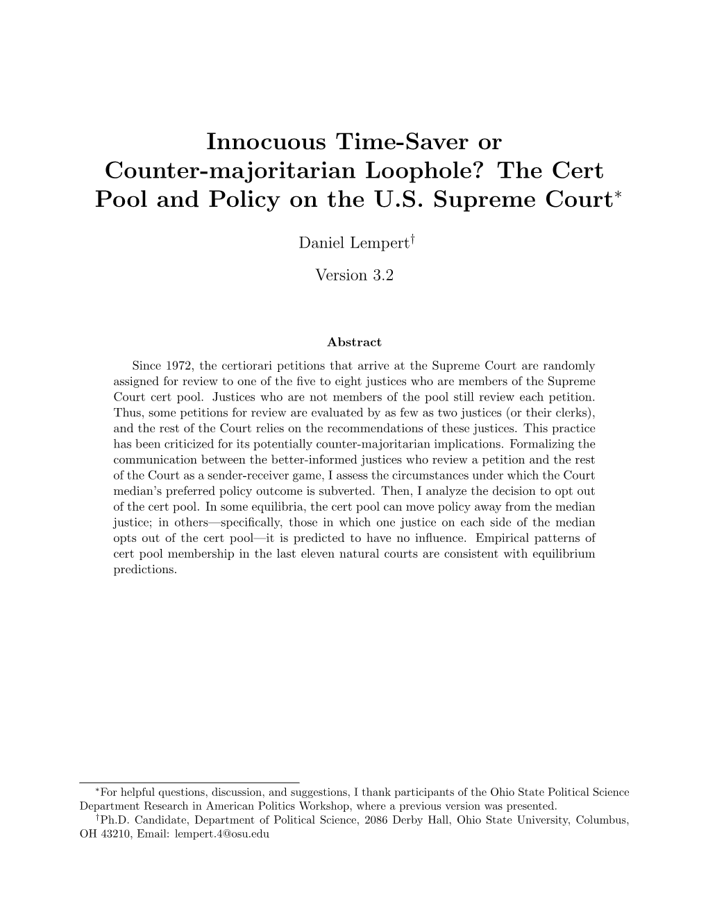 The Cert Pool and Policy on the US Supreme Court