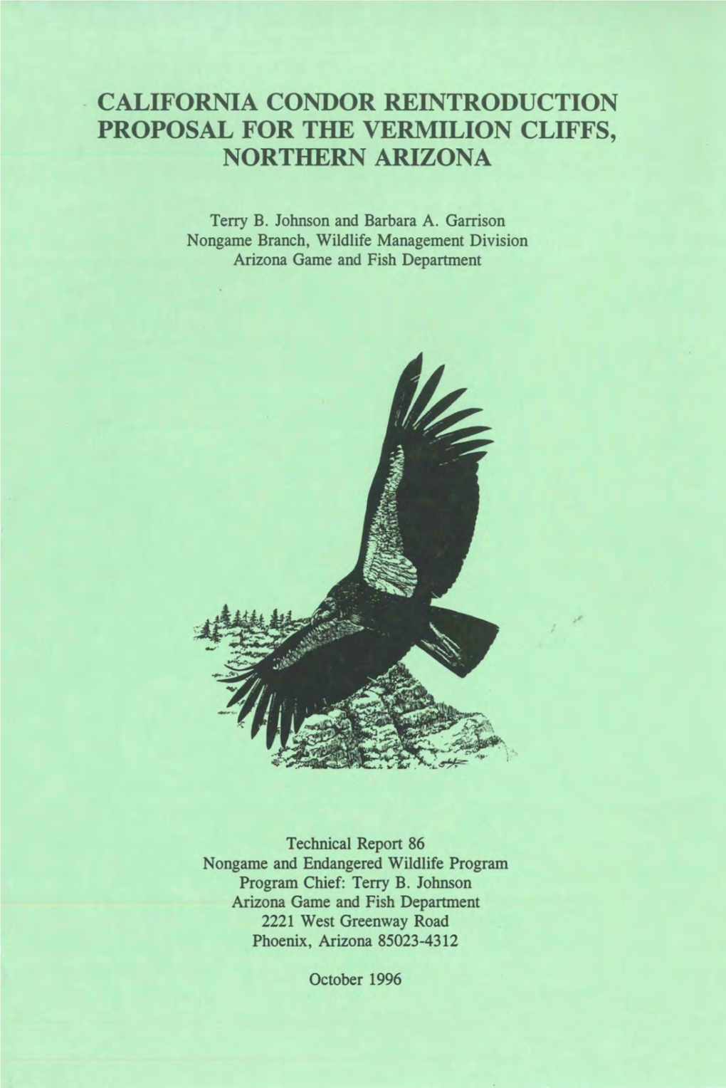California Condor Reintroduction Proposal for the Vermilion Cliffs, Northern Arizona