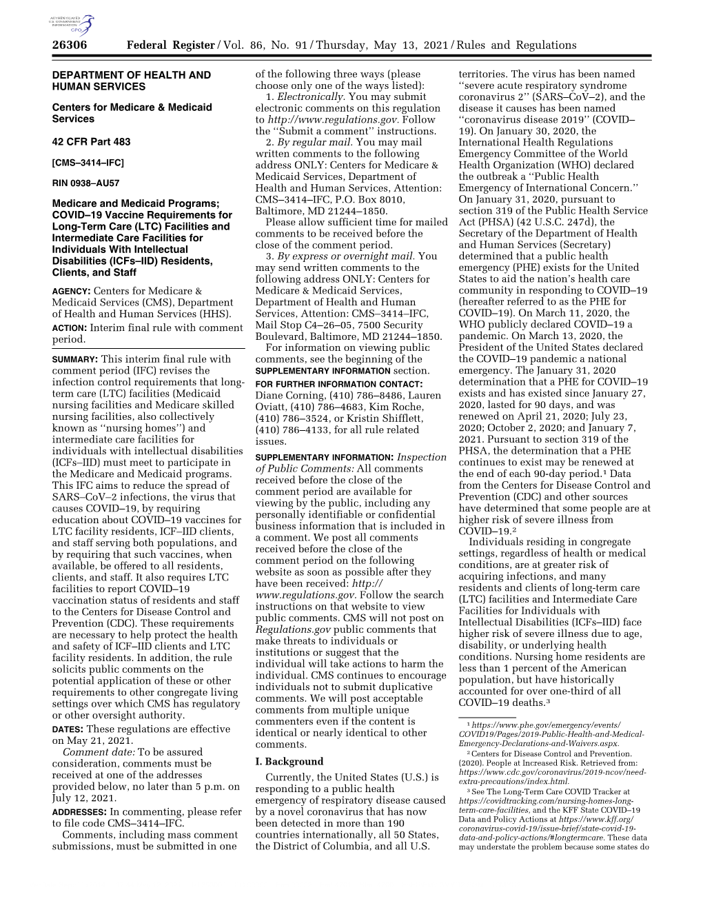 Federal Register/Vol. 86, No. 91/Thursday, May 13, 2021/Rules