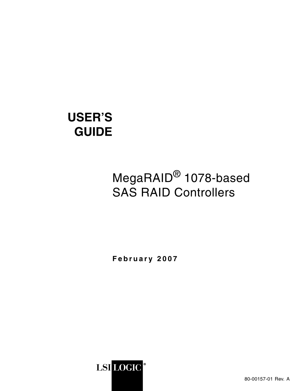 Megaraid® 1078-Based SAS RAID Controllers User's Guide