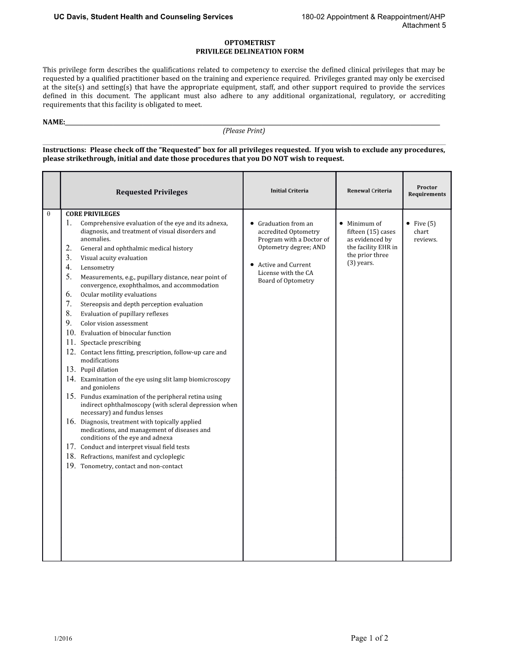 UC Davis, Student Health and Counseling Services 180-02 Appointment & Reappointment/AHP