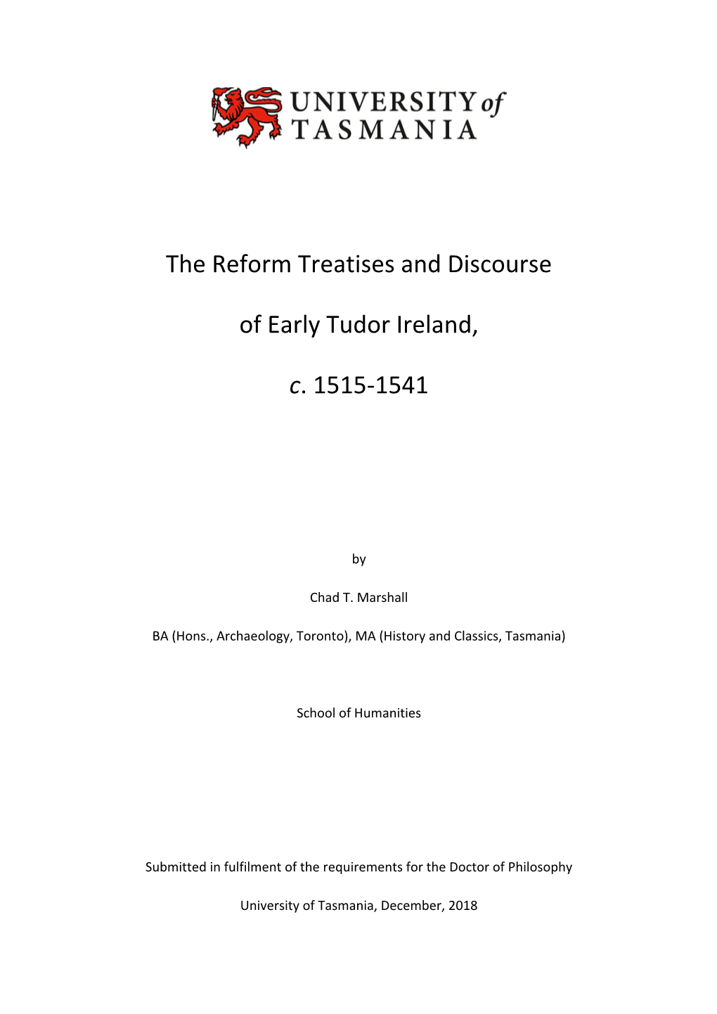 The Reform Treatises and Discourse of Early Tudor Ireland, C