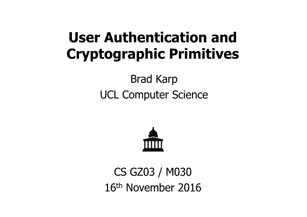 User Authentication and Cryptographic Primitives