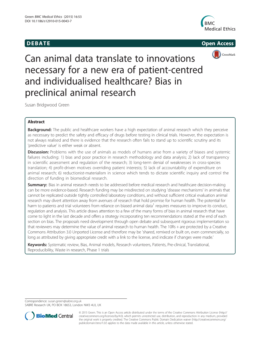 Can Animal Data Translate to Innovations Necessary for a New