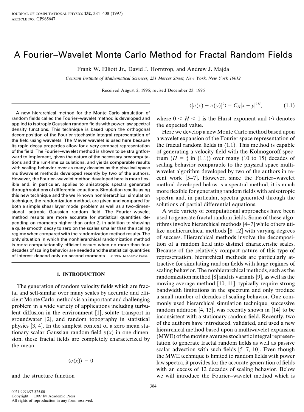 A Fourier-Wavelet Monte Carlo Method for Fractal Random Fields