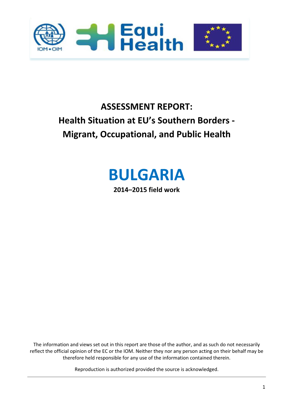 BULGARIA 2014–2015 Field Work
