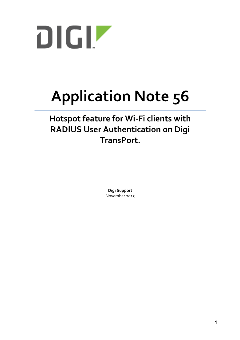 Hotspot Feature for Wi-Fi Clients with RADIUS User Authentication on Digi Transport