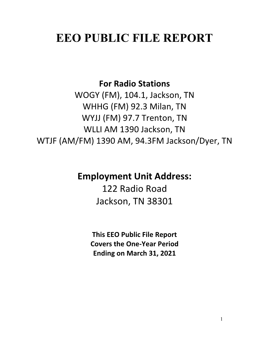 Eeo Public File Report