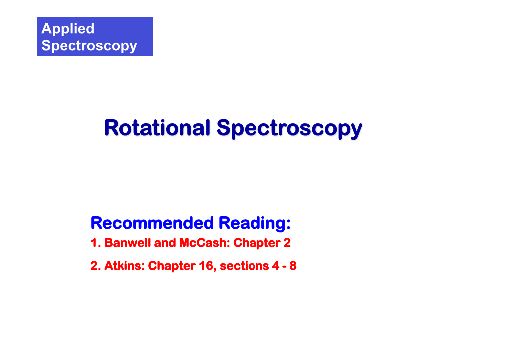 Rotational Spectroscopy