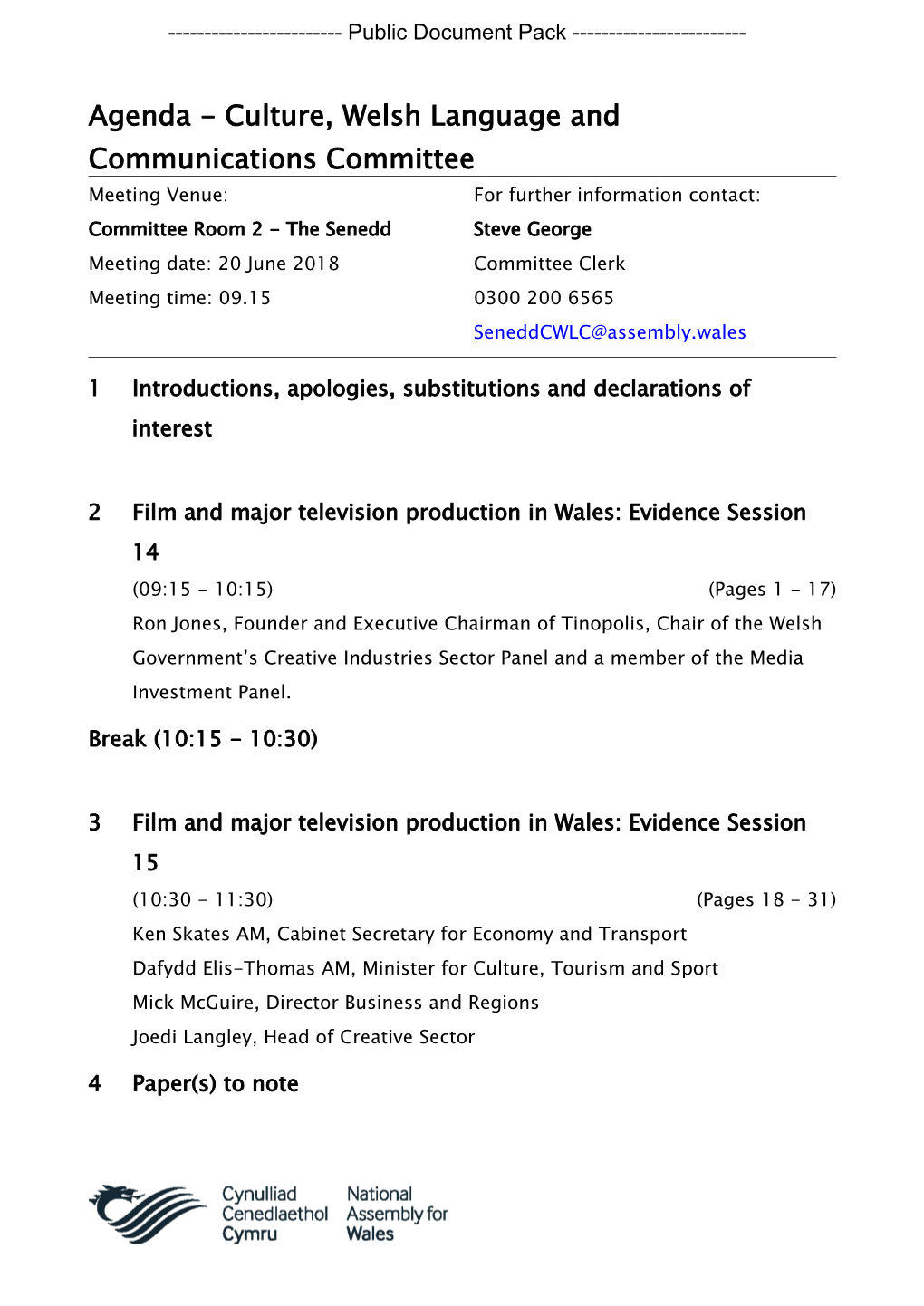 (Public Pack)Agenda Document for Culture, Welsh Language And