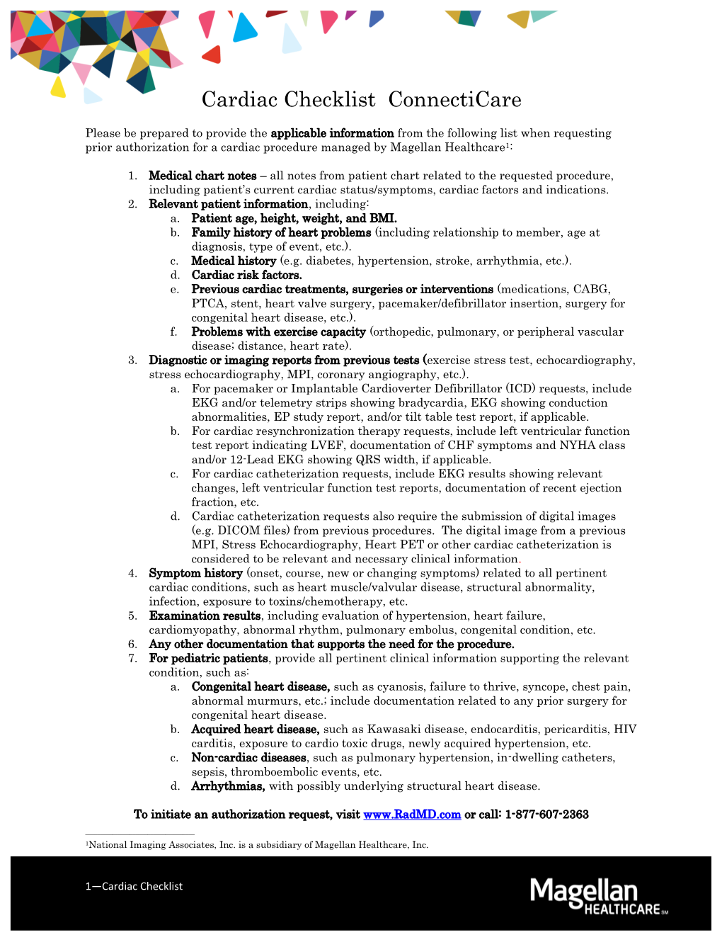 Cardiac Checklist Connecticare