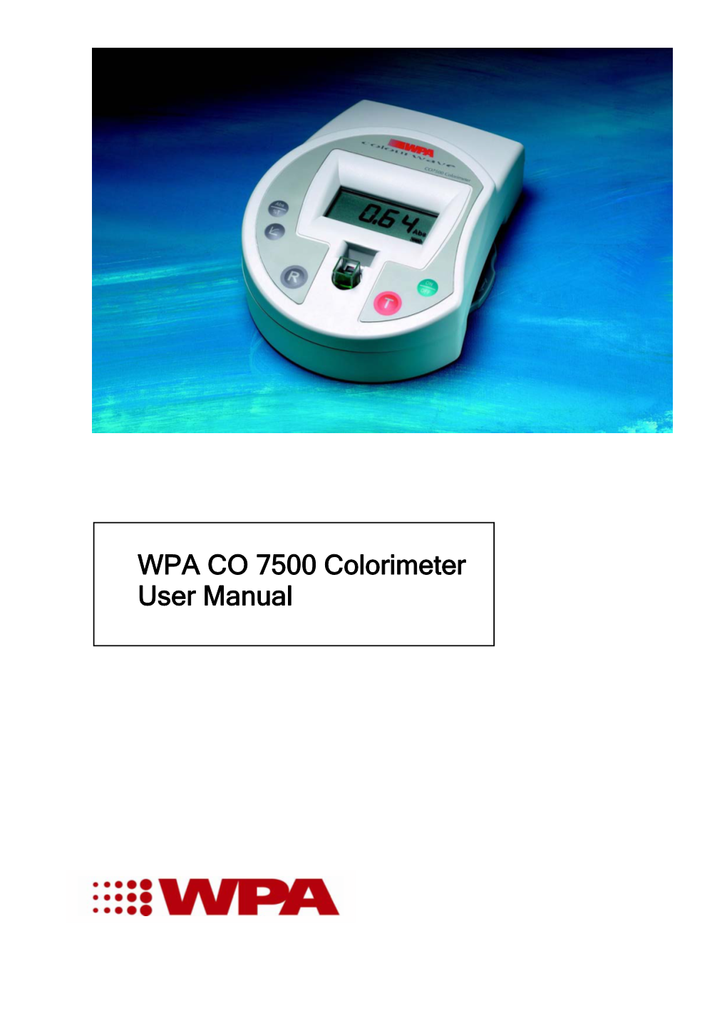 WPA CO 7500 Colorimeter User Manual
