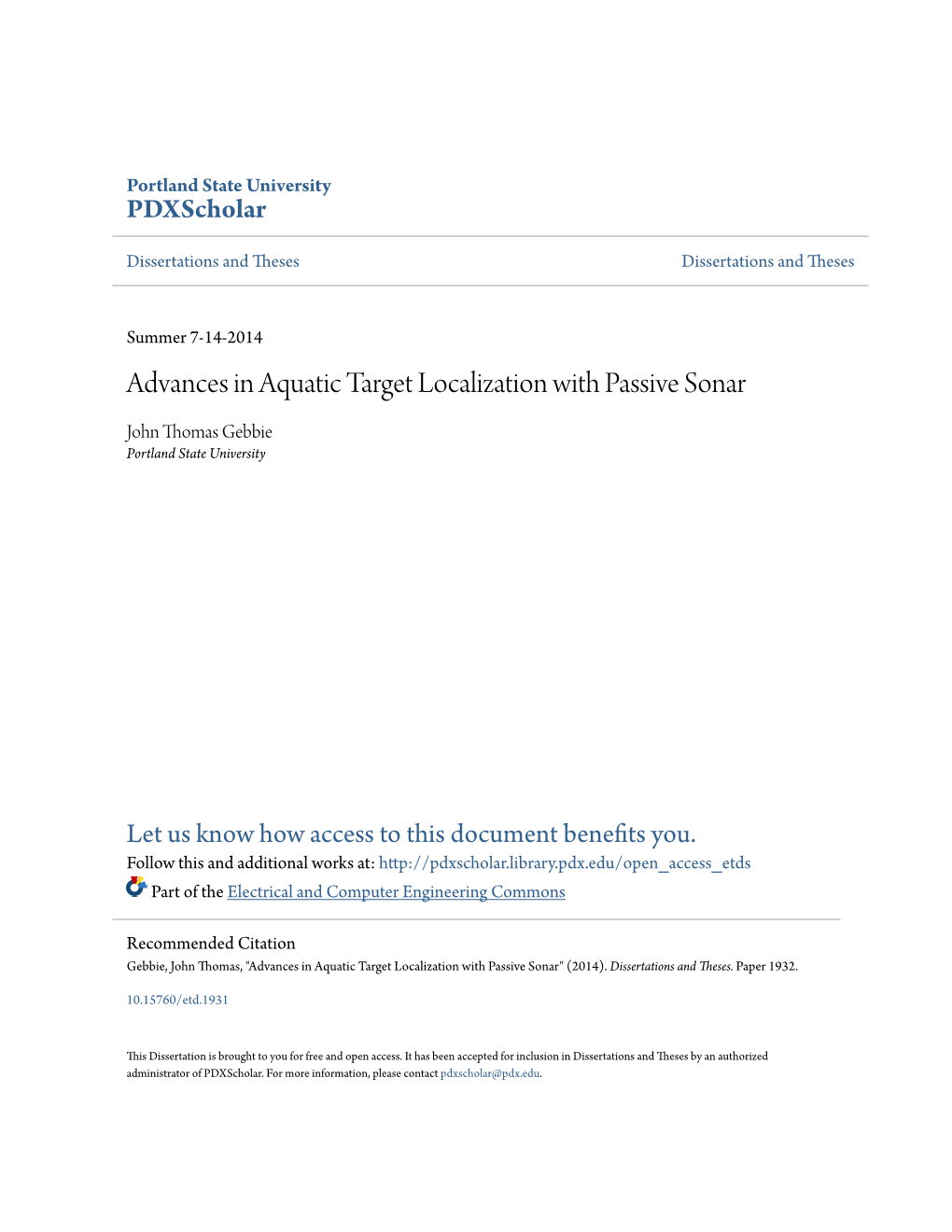 Advances in Aquatic Target Localization with Passive Sonar