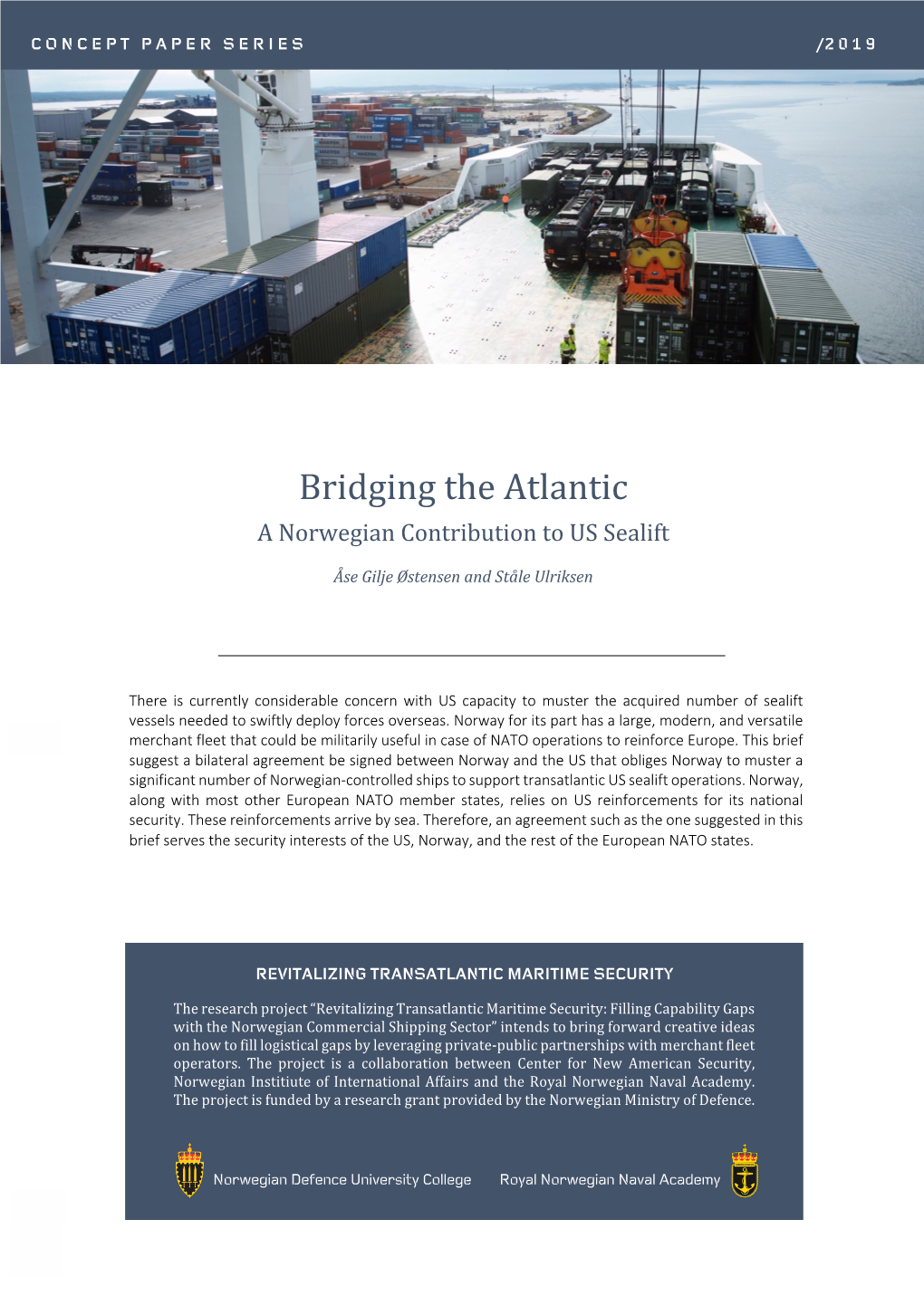 Bridging the Atlantic a Norwegian Contribution to US Sealift