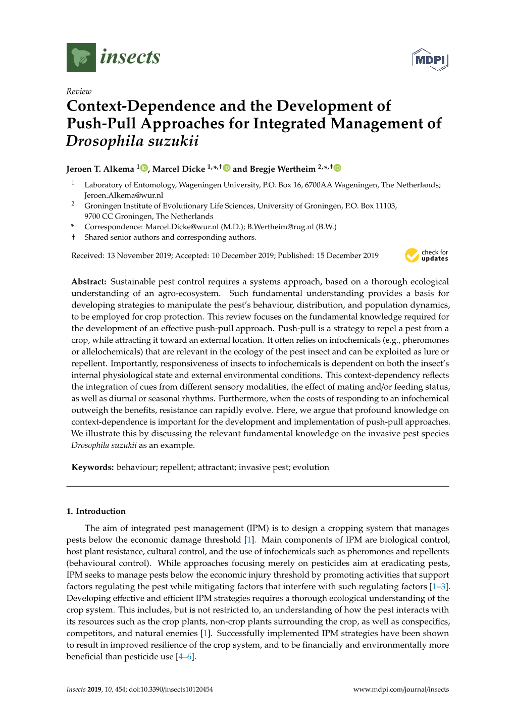 Context-Dependence and the Development of Push-Pull Approaches for Integrated Management of Drosophila Suzukii