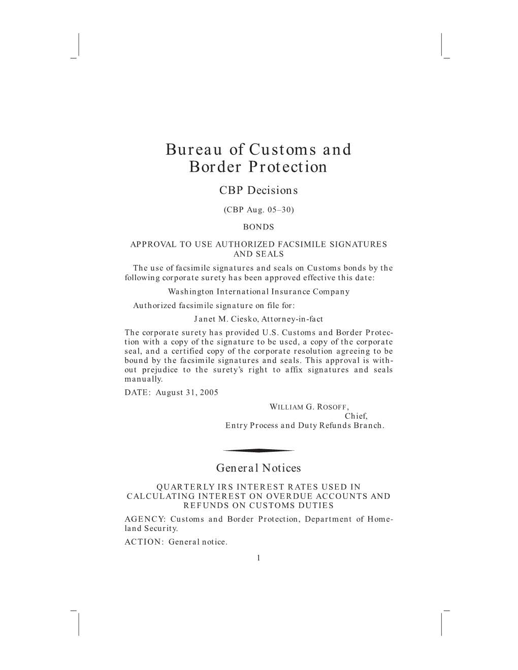 Bureau of Customs and Border Protection CBP Decisions
