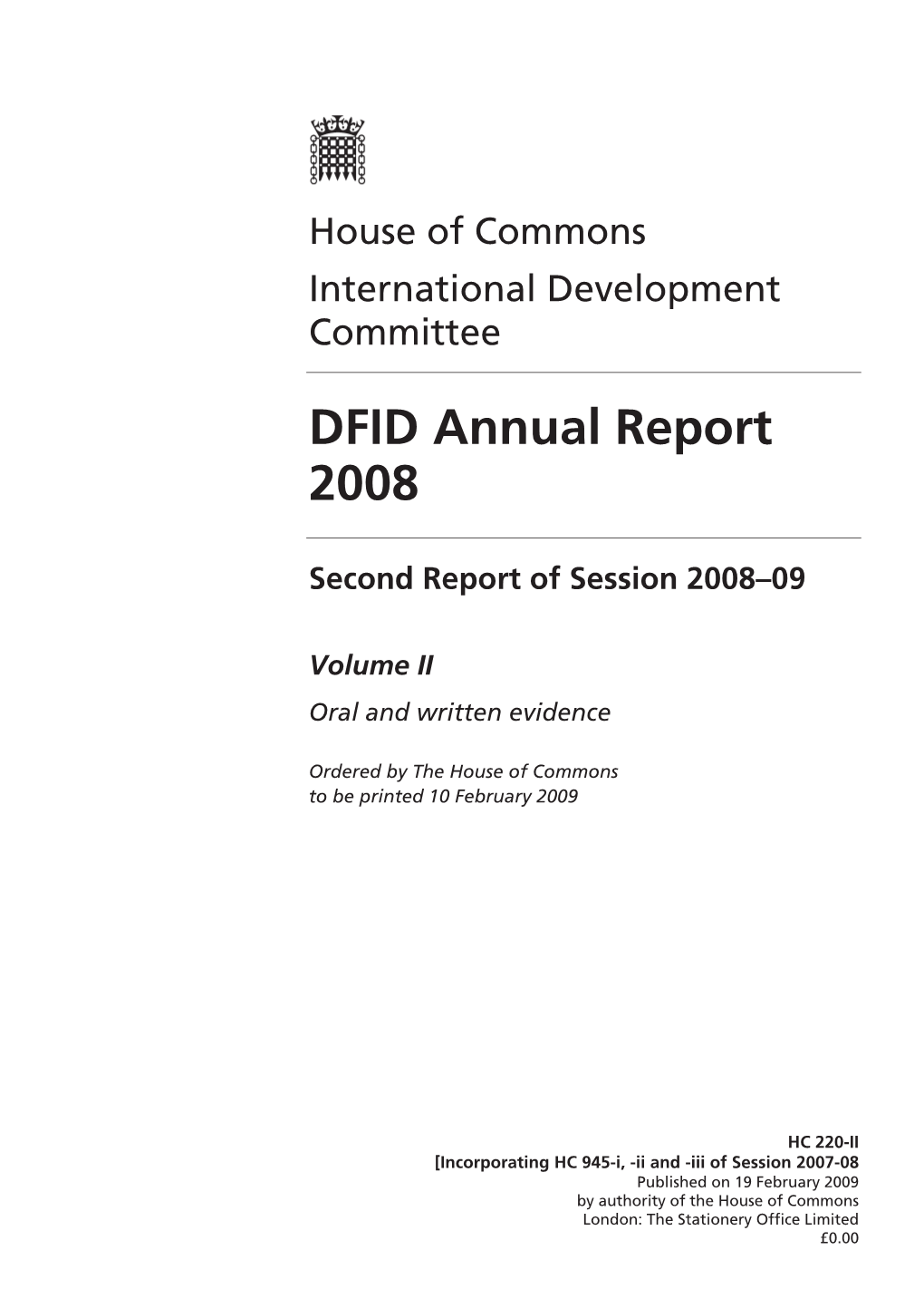 DFID Annual Report 2008