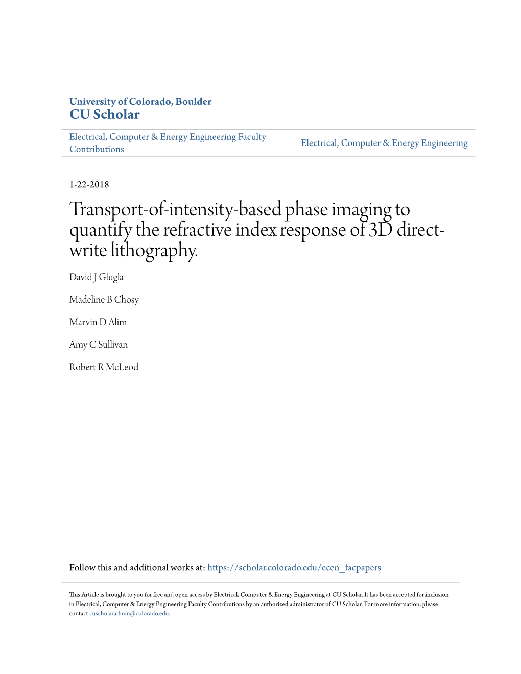 Transport-Of-Intensity-Based Phase Imaging to Quantify the Refractive Index Response of 3D Direct- Write Lithography