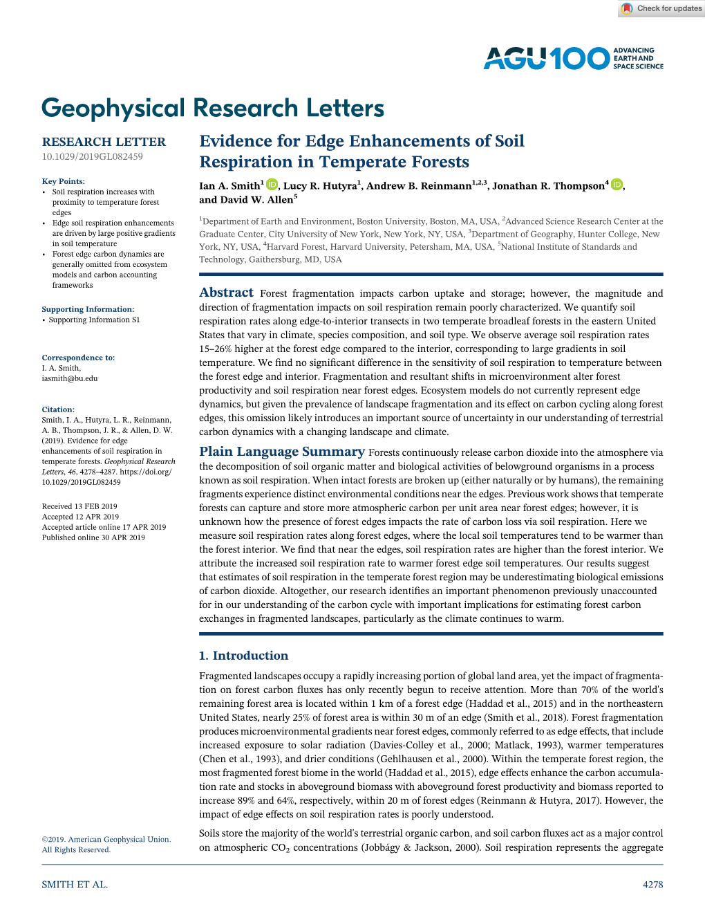 Evidence for Edge Enhancements of Soil Respiration in Temperate Forests