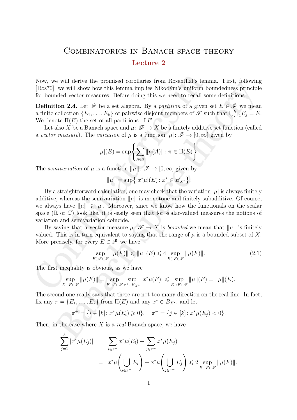 Combinatorics in Banach Space Theory Lecture 2