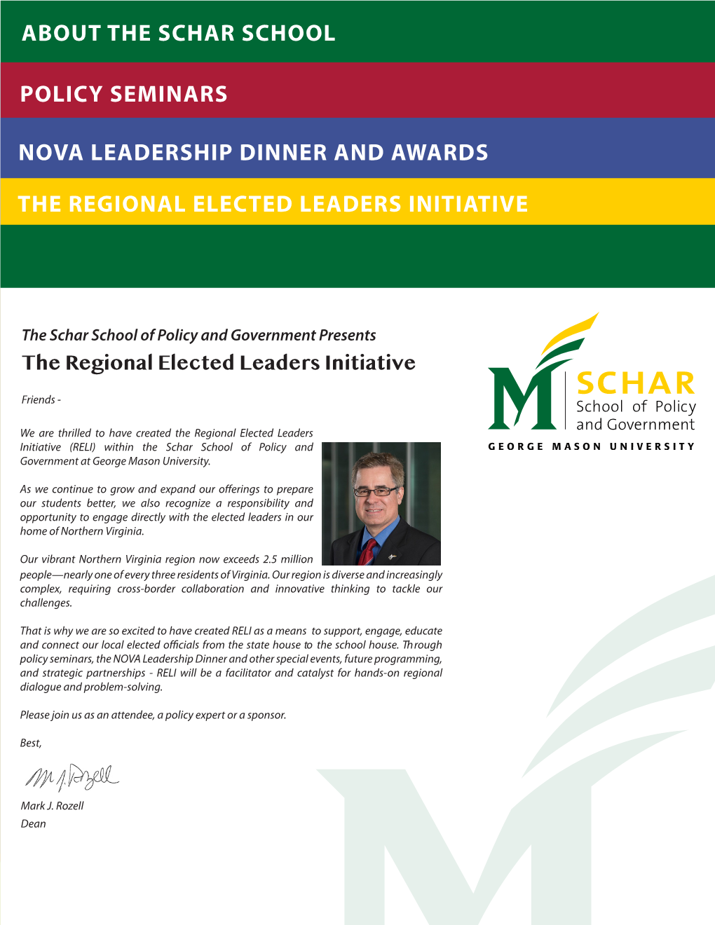 About the Schar School Policy Seminars Nova Leadership Dinner And