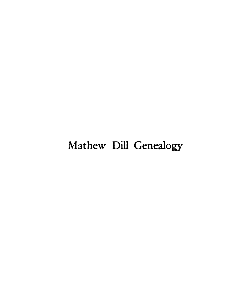 Mathew Dill Genealogy
