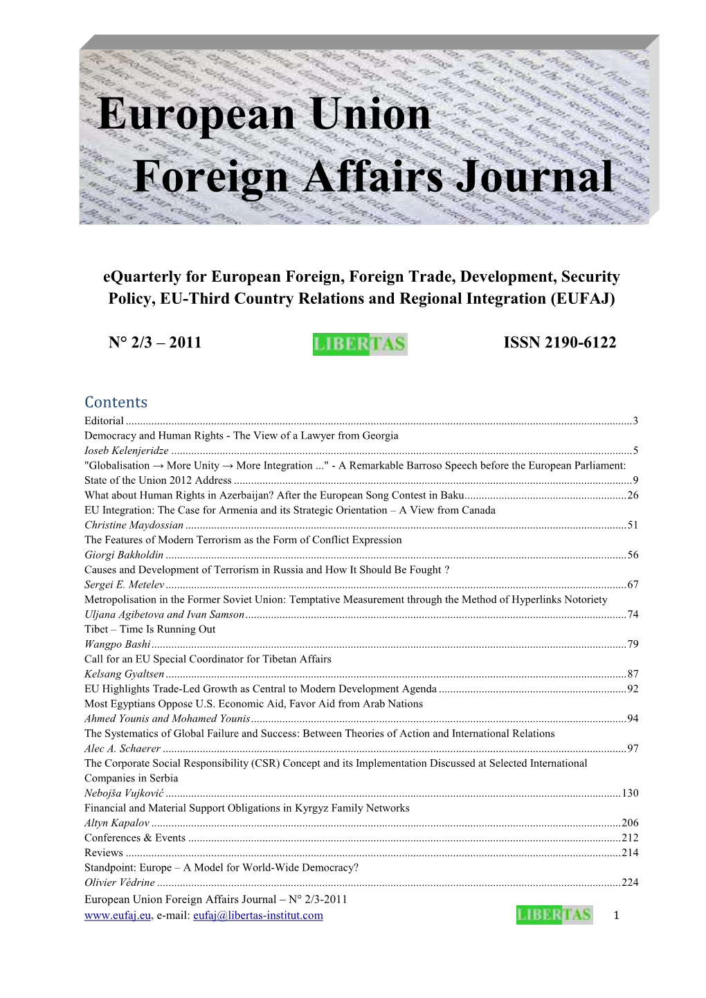 European Union Foreign Affairs Journal