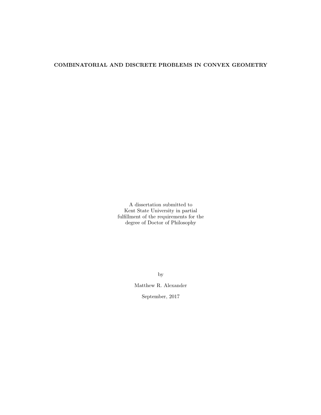 Combinatorial and Discrete Problems in Convex Geometry