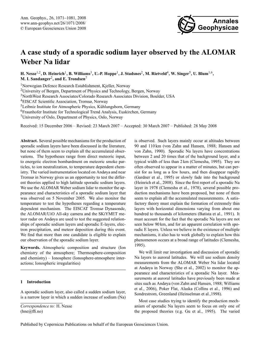 A Case Study of a Sporadic Sodium Layer Observed by the ALOMAR Weber Na Lidar