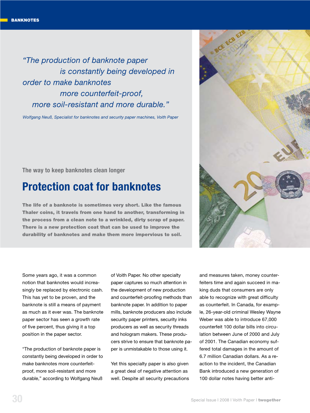 Protection Coat for Banknotes