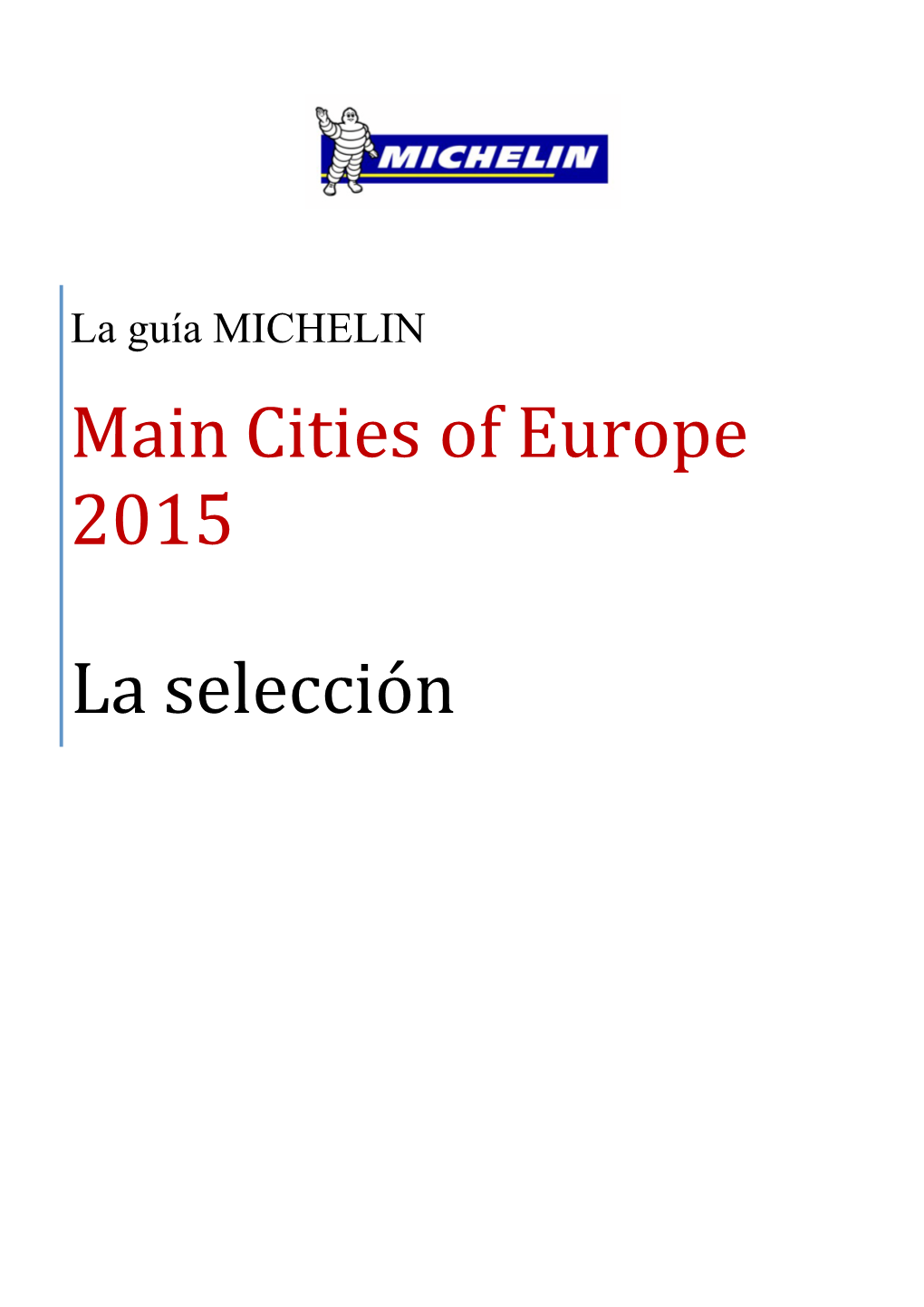 SELECCION Main Cities of Europe 2015 ESP