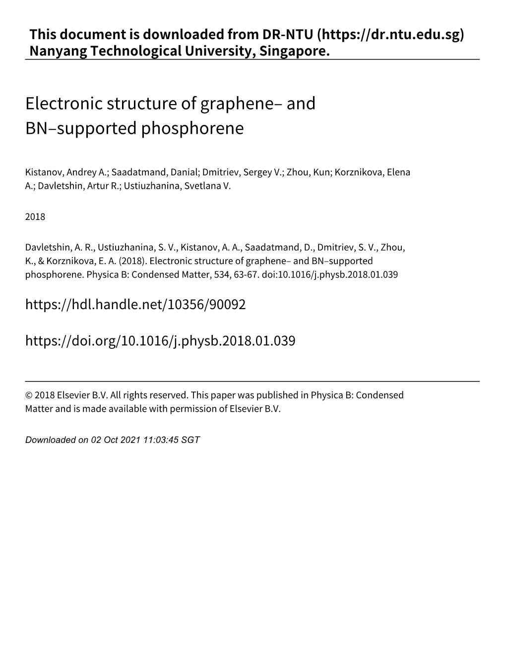 Electronic Structure of Graphene– and BN–Supported Phosphorene