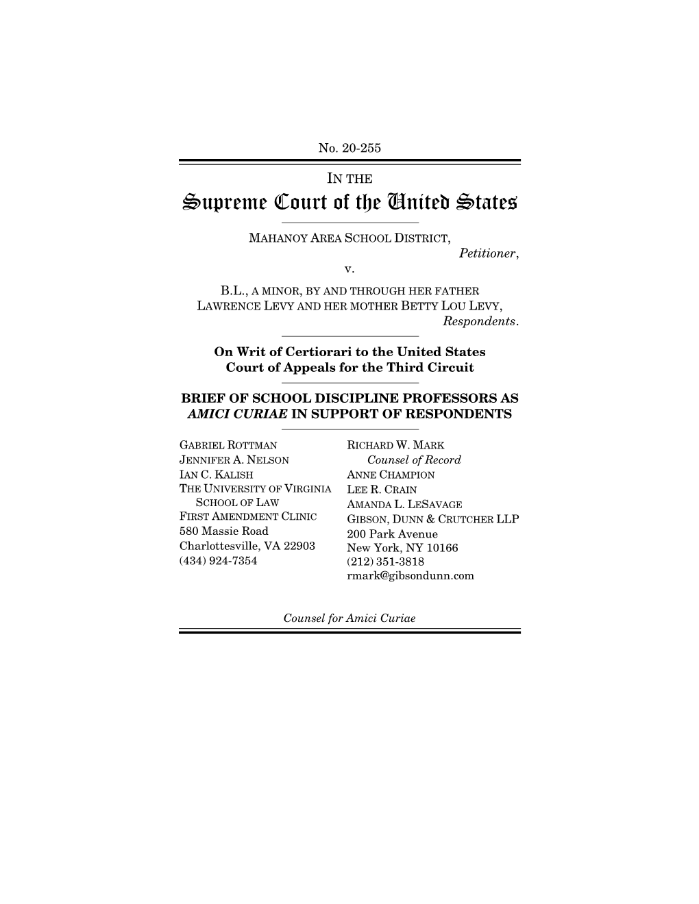 Amicus Brief Filed in This Very Case, Inflexible Punishment for Speech Does Not Make Schools Safer