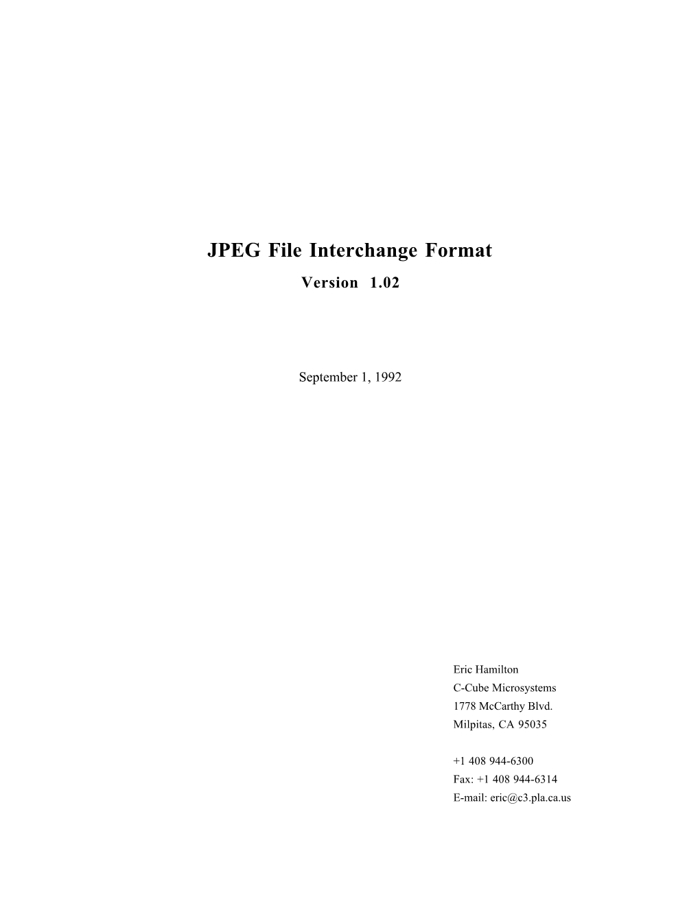 JPEG File Interchange Format Version 1.02