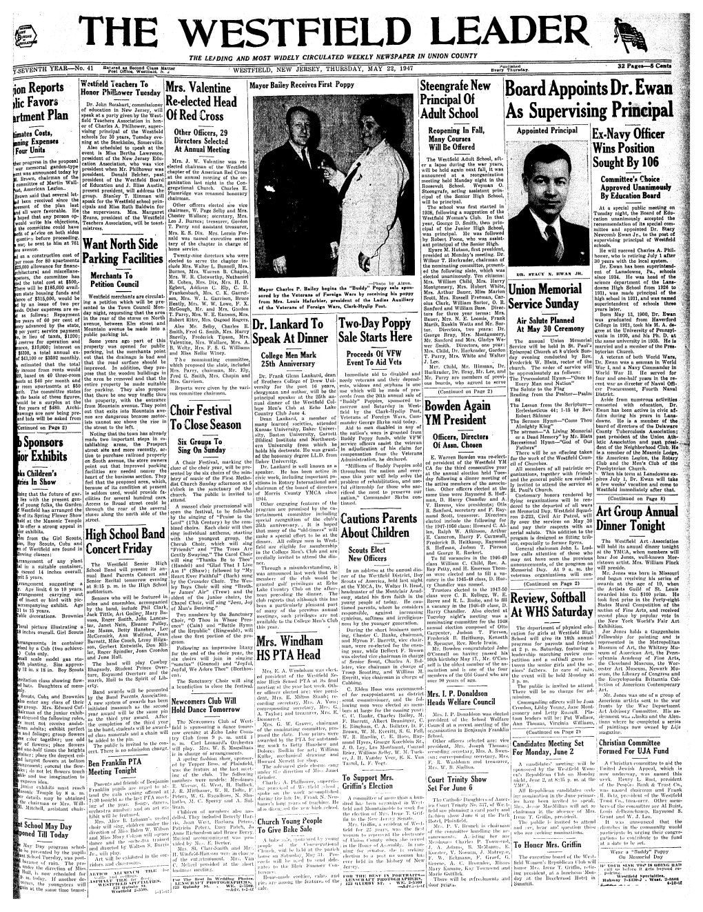 THE WESTFIELD LEADER the LEADING and MOST WIDELY CIRCULATED WEEKLY NEWSPAPER in UNION COUNTY , 32 Page*—5 Cents YSEVENTJTVEAR—NO