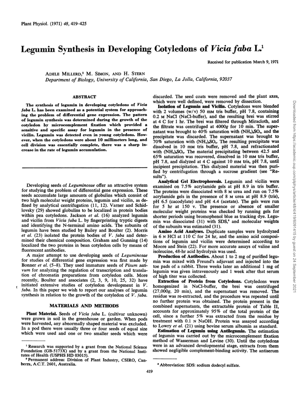 Legumin Svnthesis in Developing Cotyledons of Vicia.Faba L.1 Received for Publication March 9,1971