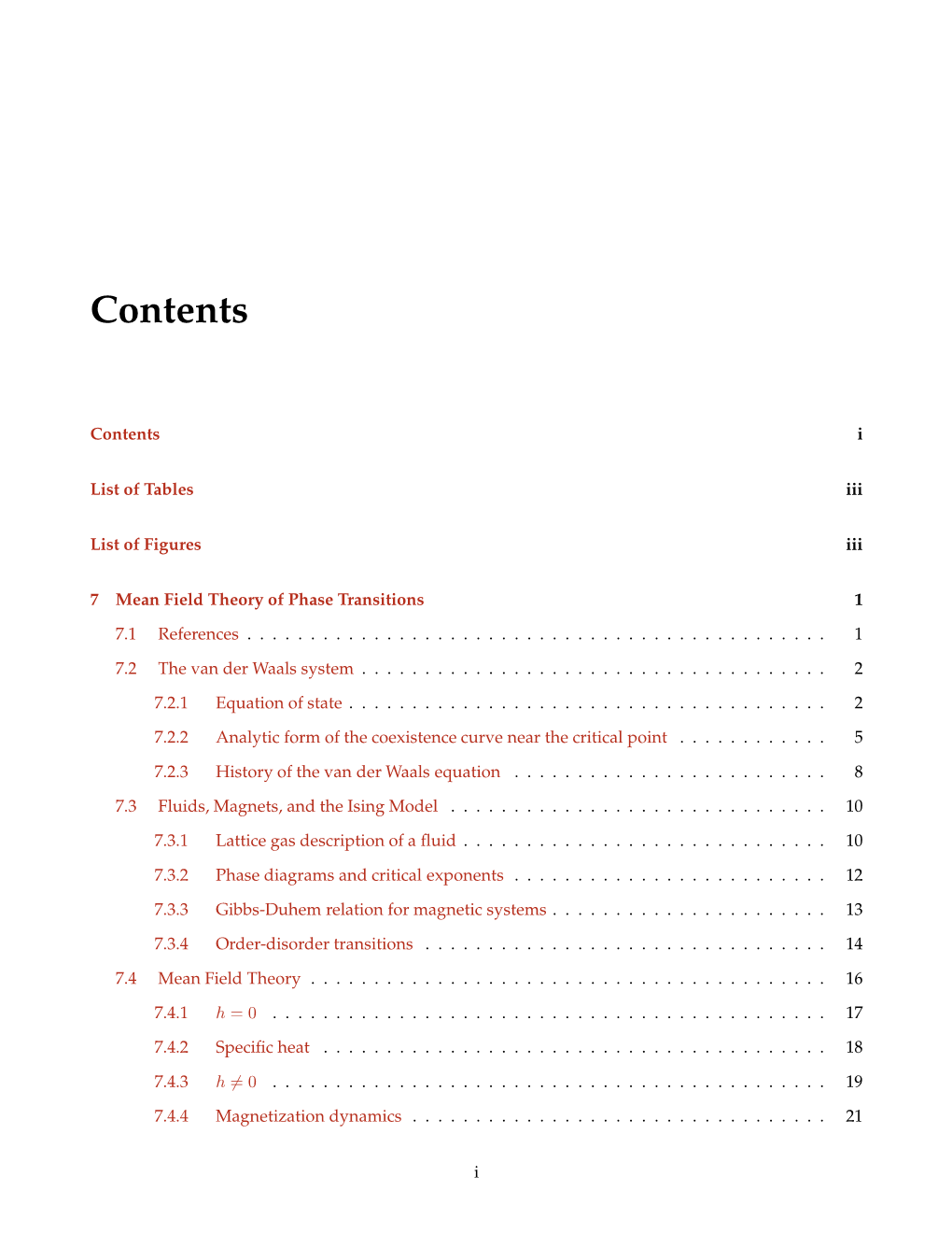 Mean Field Theory of Phase Transitions 1