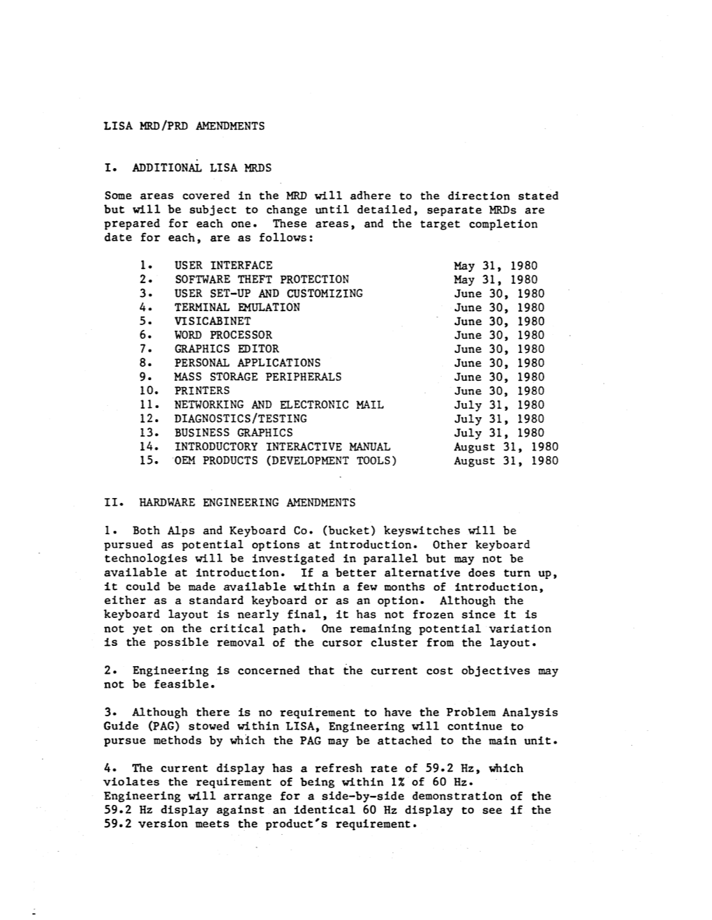 Apple Lisa MRD (Marketing Requirements Document)