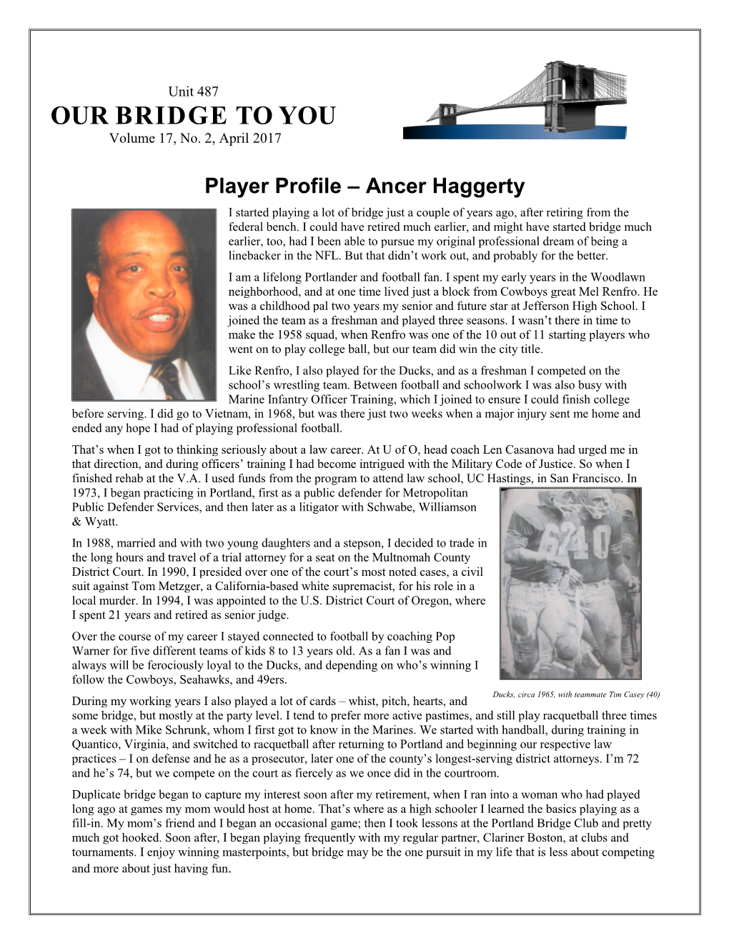 OUR BRIDGE to YOU Volume 17, No