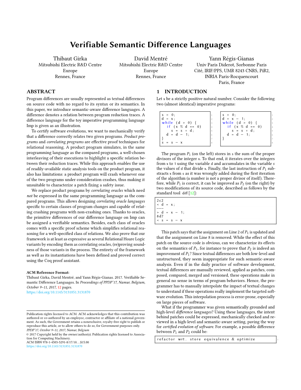 Verifiable Semantic Difference Languages