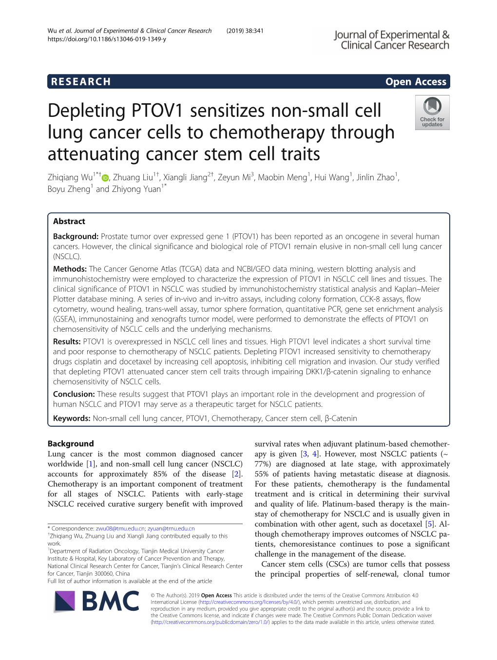 Depleting PTOV1 Sensitizes Non-Small Cell Lung Cancer Cells to Chemotherapy Through Attenuating Cancer Stem Cell Traits