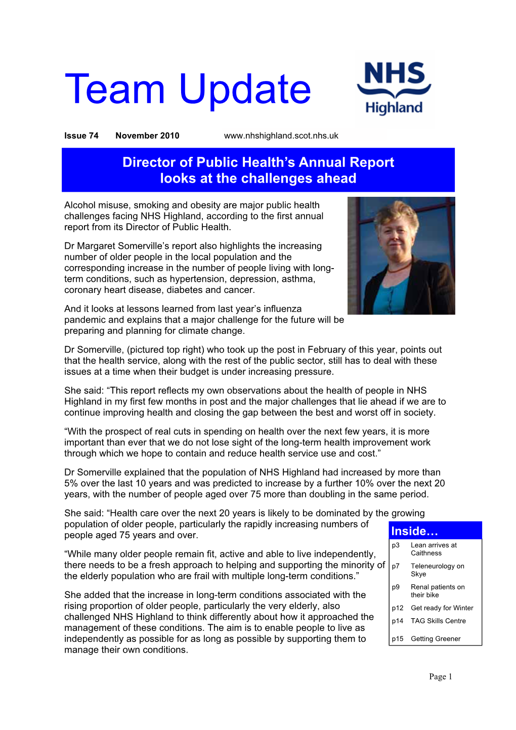 Director of Public Health's Annual Report Looks at the Challenges Ahead