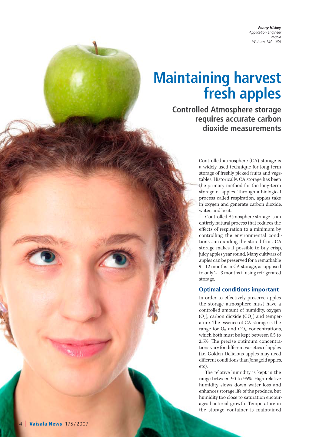 Maintaining Harvest Fresh Apples Controlled Atmosphere Storage Requires Accurate Carbon Dioxide Measurements