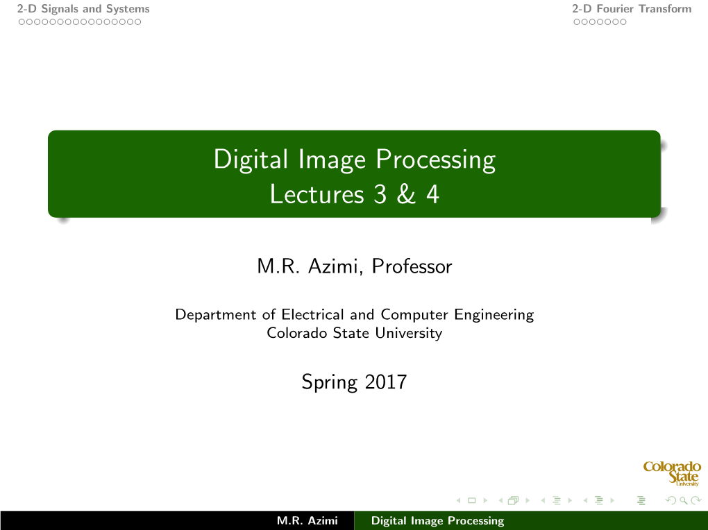 Digital Image Processing Lectures 3 & 4