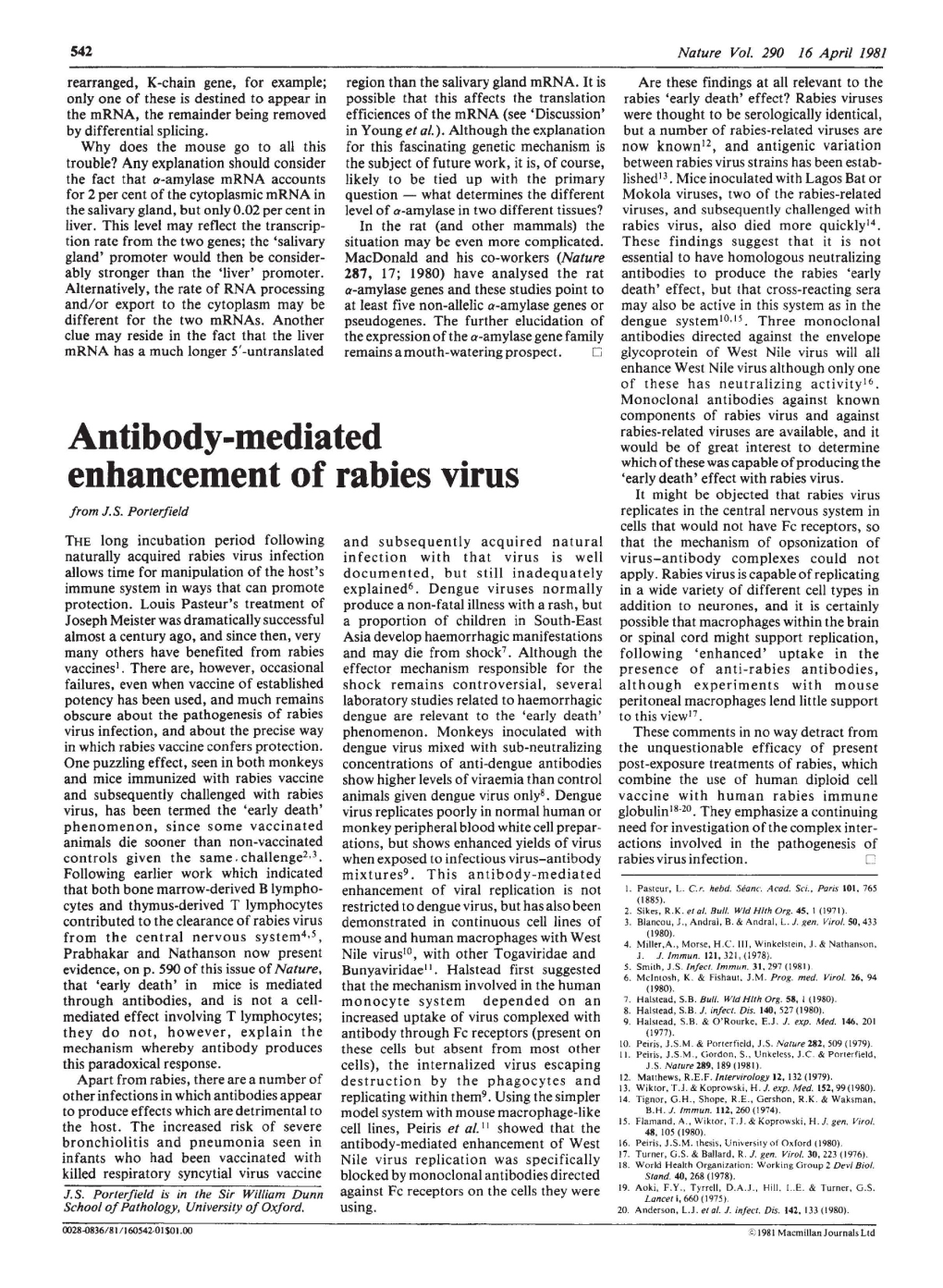 Antibody-Mediated Enhancement of Rabies Virus