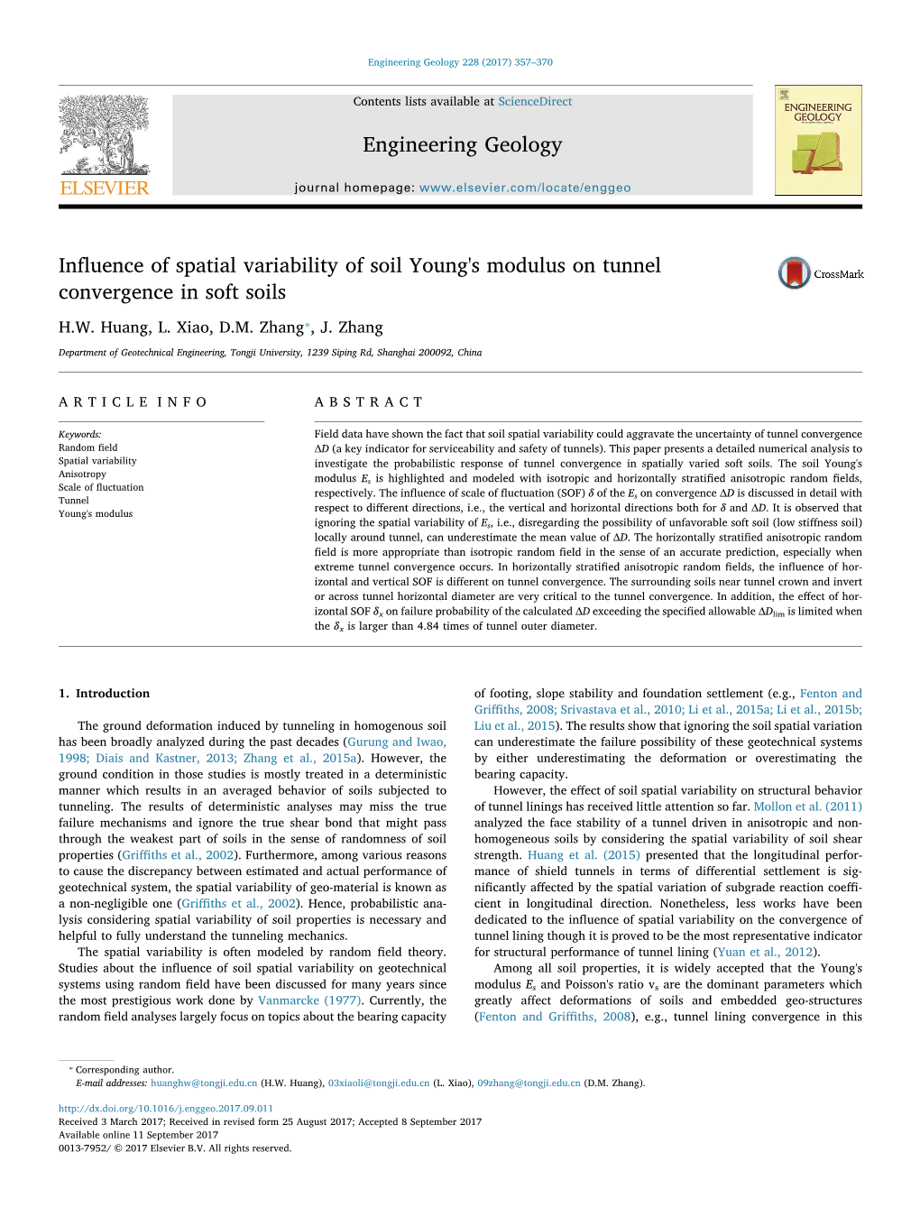 Influence of Spatial Variability of Soil Young's Modulus on Tunnel